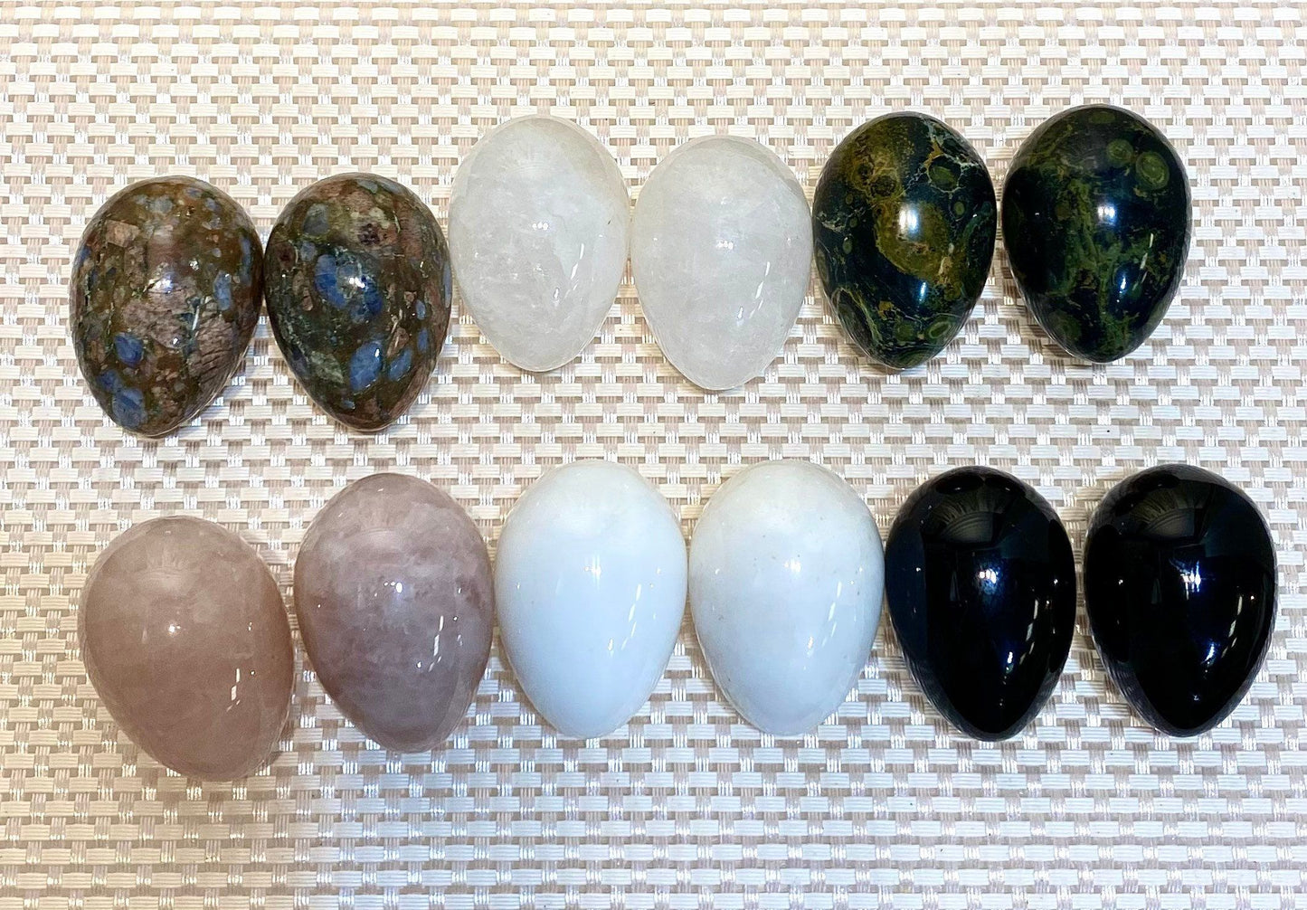 Wholesale Lot 12 Pcs 2” Eggs Mix Rose Quartz Black Obsidian Clear Quartz