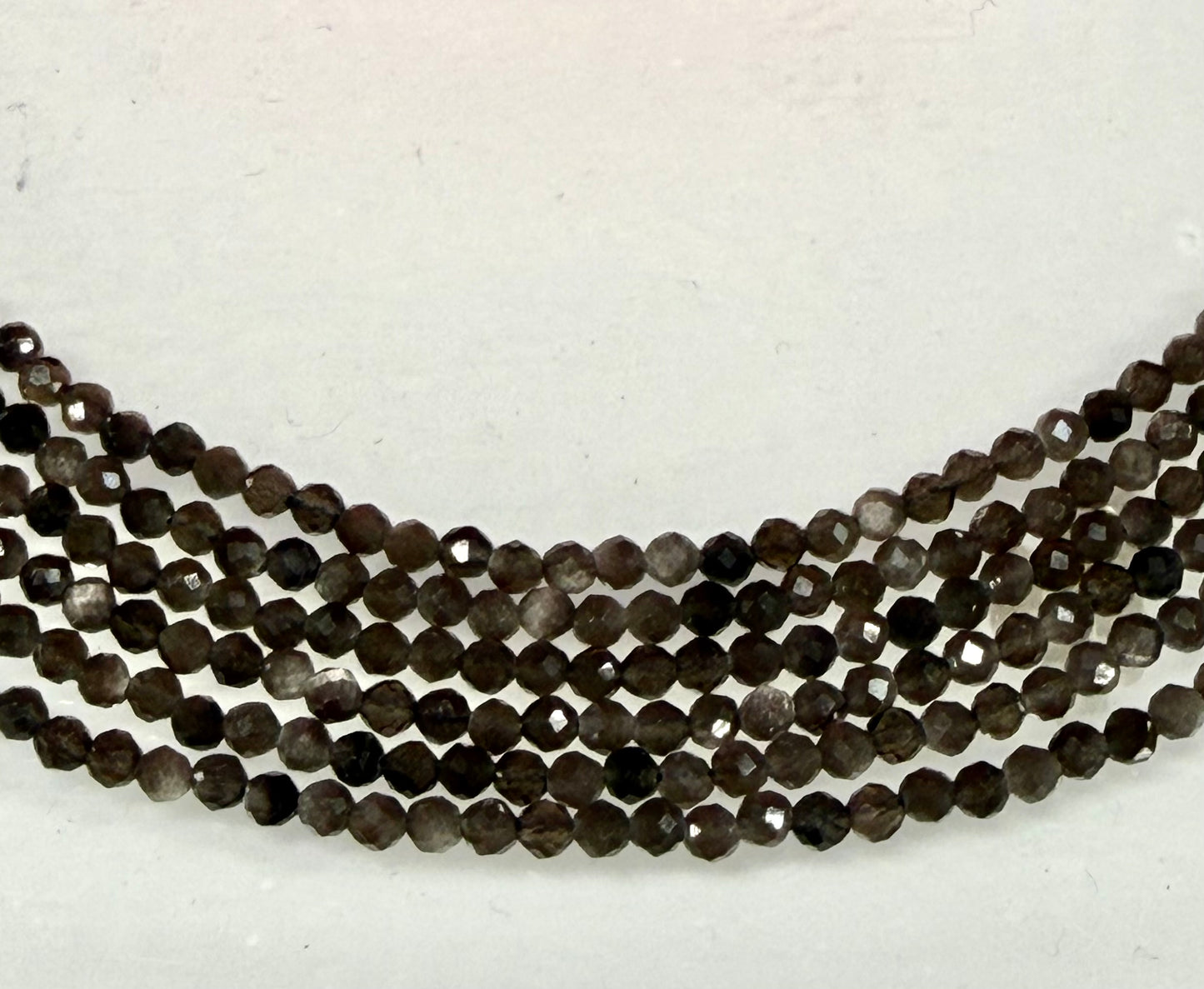 6 PCs 2mm Silver Sheen Obsidian Necklace Natural Crystal Healing Energy