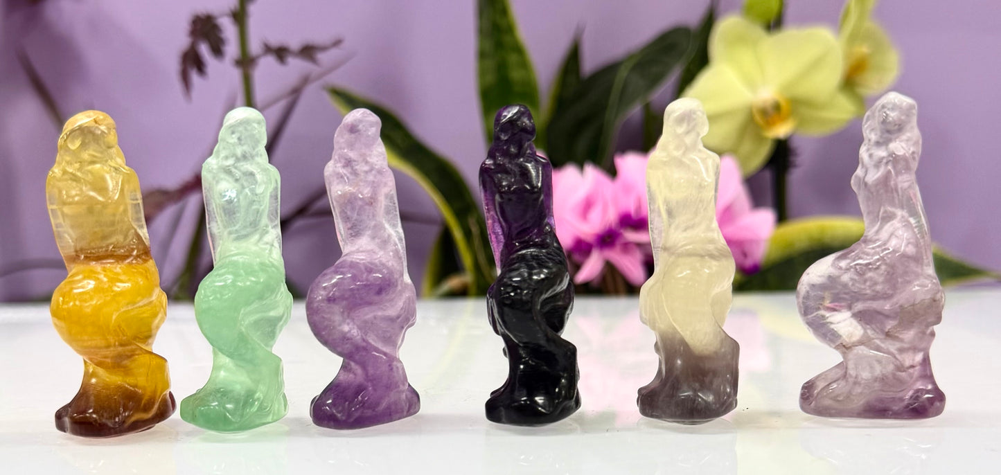 Wholesale Lot 6 PCs Nstural Fluorite Mermaids Crystal Healing Energy