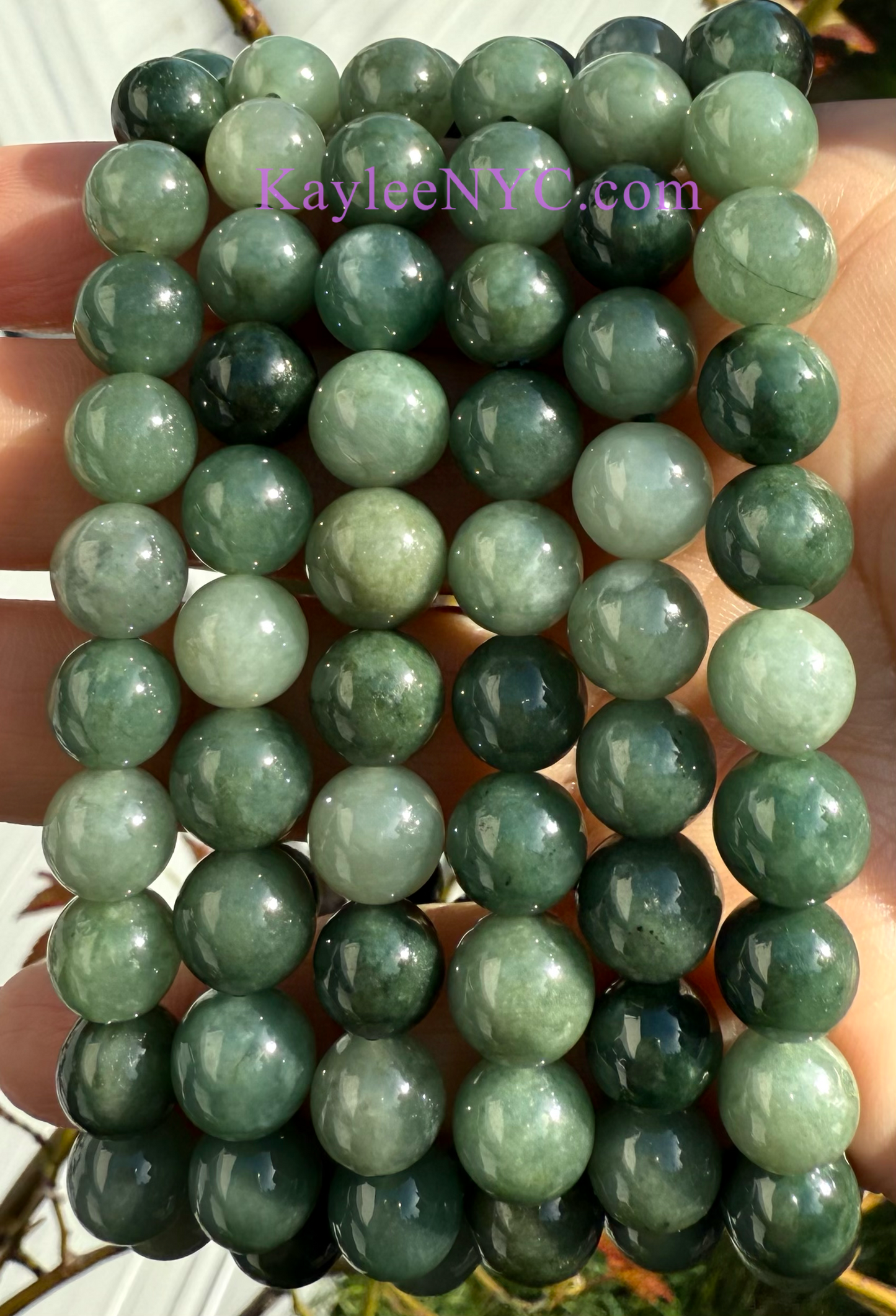 Wholesale 6 Pcs Natural Dark Green Burma Jade 9mm 7.5” Crystal Healing Stretch Bracelet