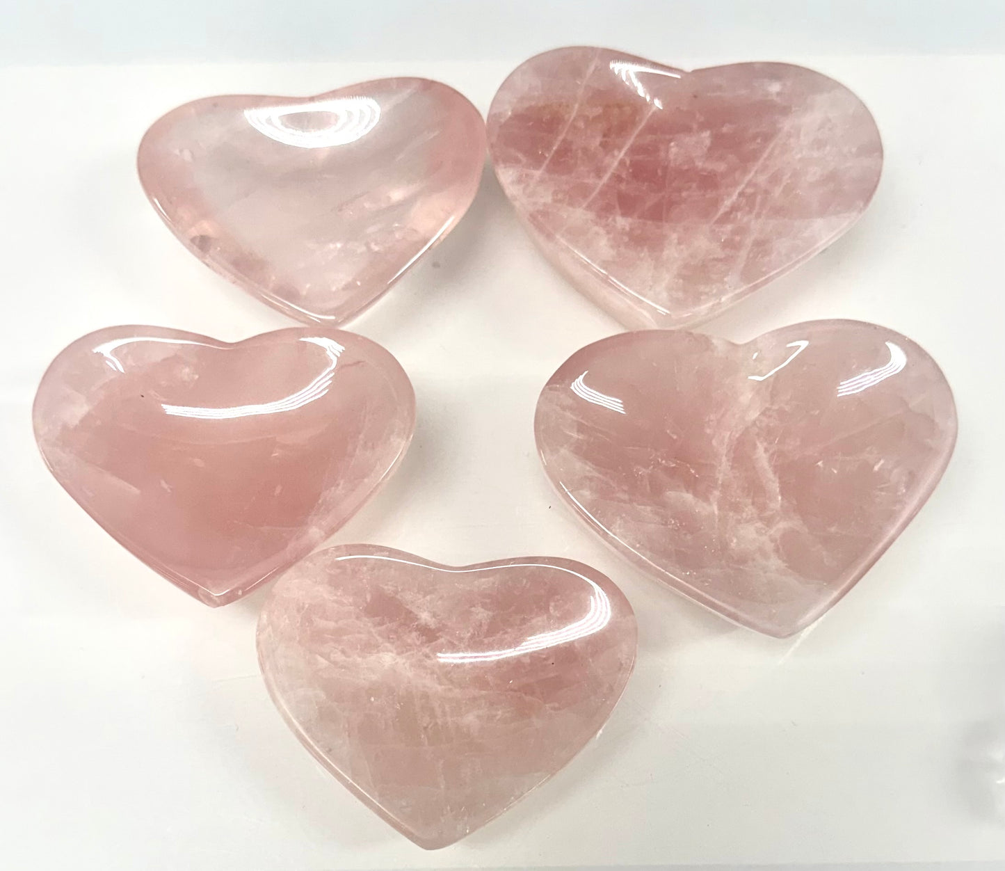 Wholesale Lot 5 pcs Natural Rose Quartz Heart Bowls Crystal Healing Energy