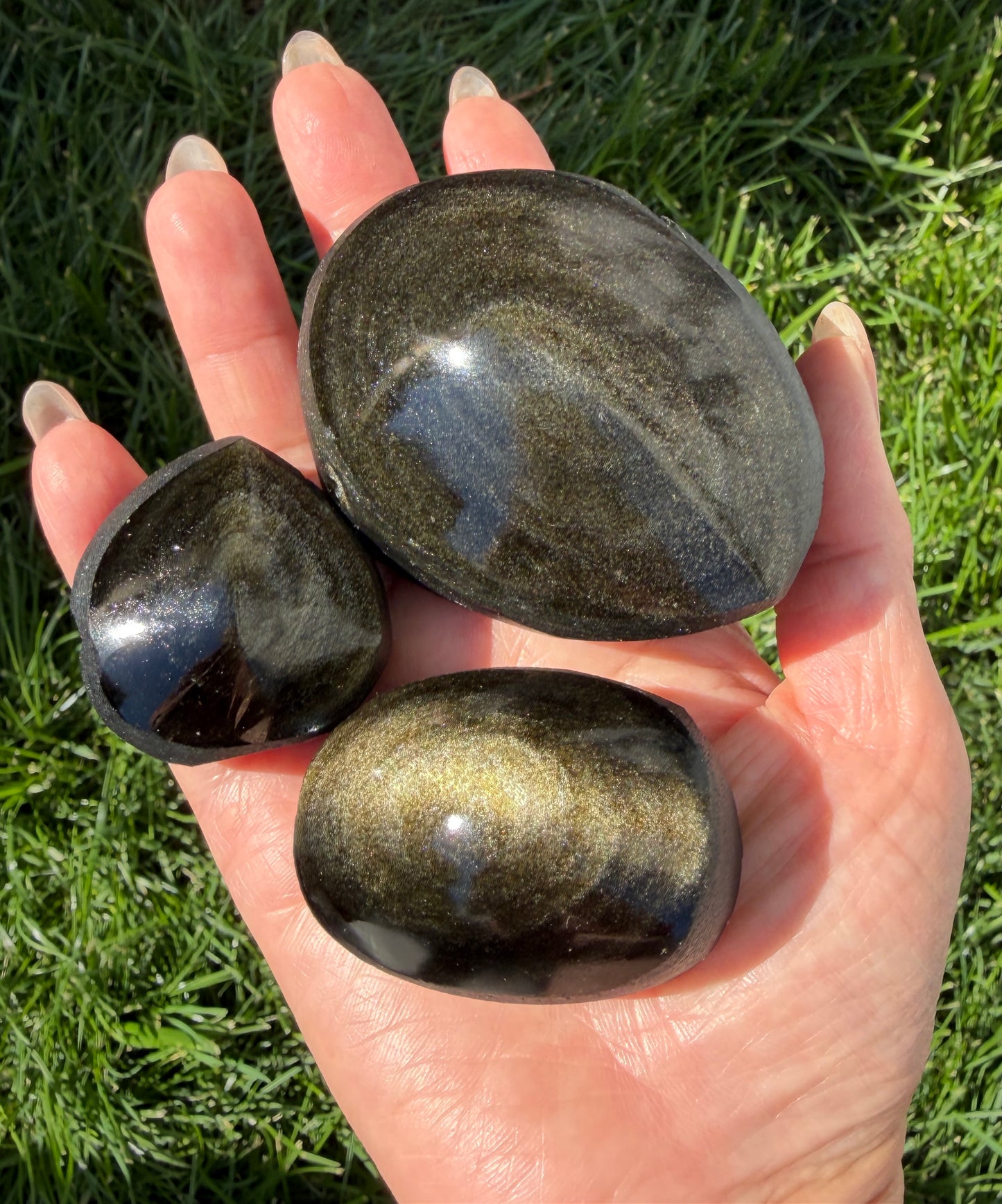 Wholesale Lot 2 Lb Natural Gold Sheen Obsidian Half Polish Crystal Healing Energy
