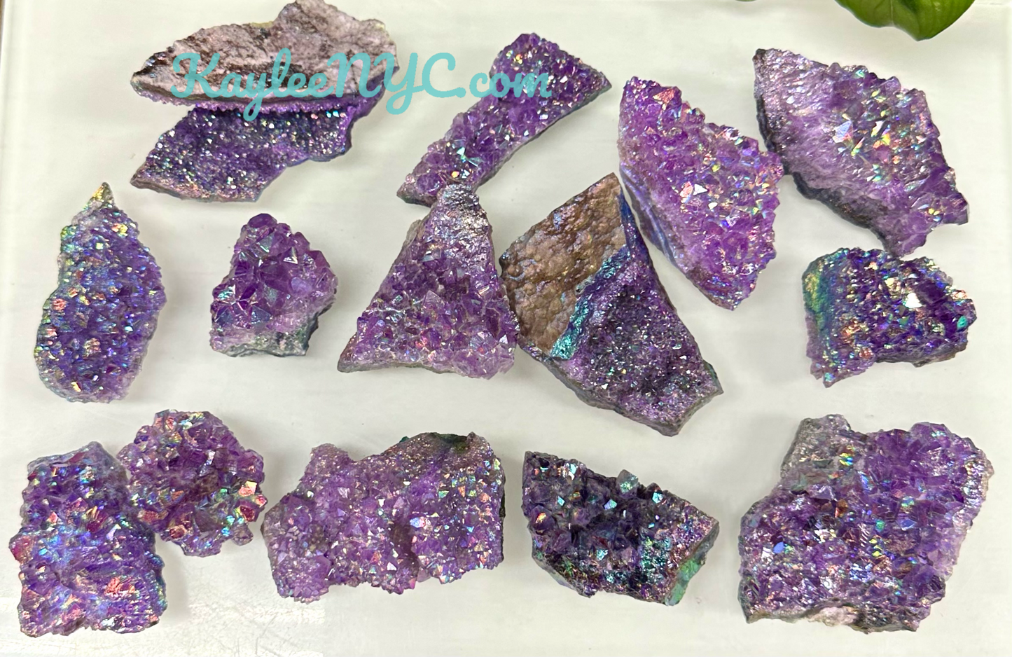 Wholesale Lot 2 Lbs Aura Amethyst Cluster Crystal Raw Nice Quality