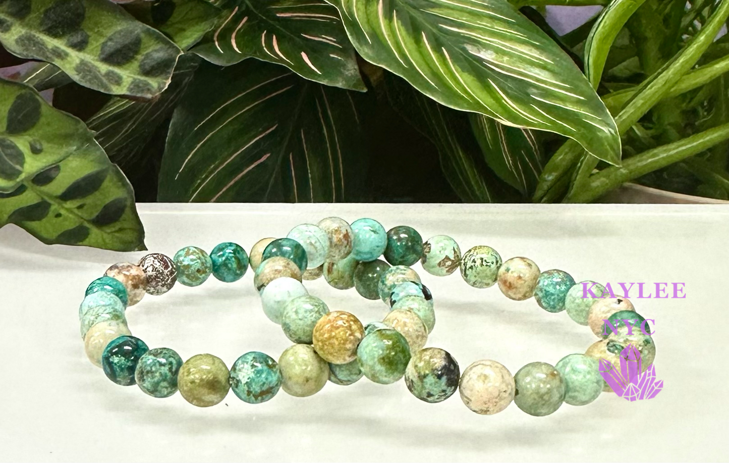 Wholesale 6 Pcs Natural Turquoise 8mm 7.5” Crystal Healing Stretch Bracelet