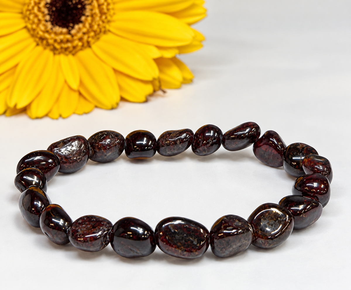 Wholesale 6 Pcs 8mm Natural Garnet 7” Crystal Healing Stretch Bracelet
