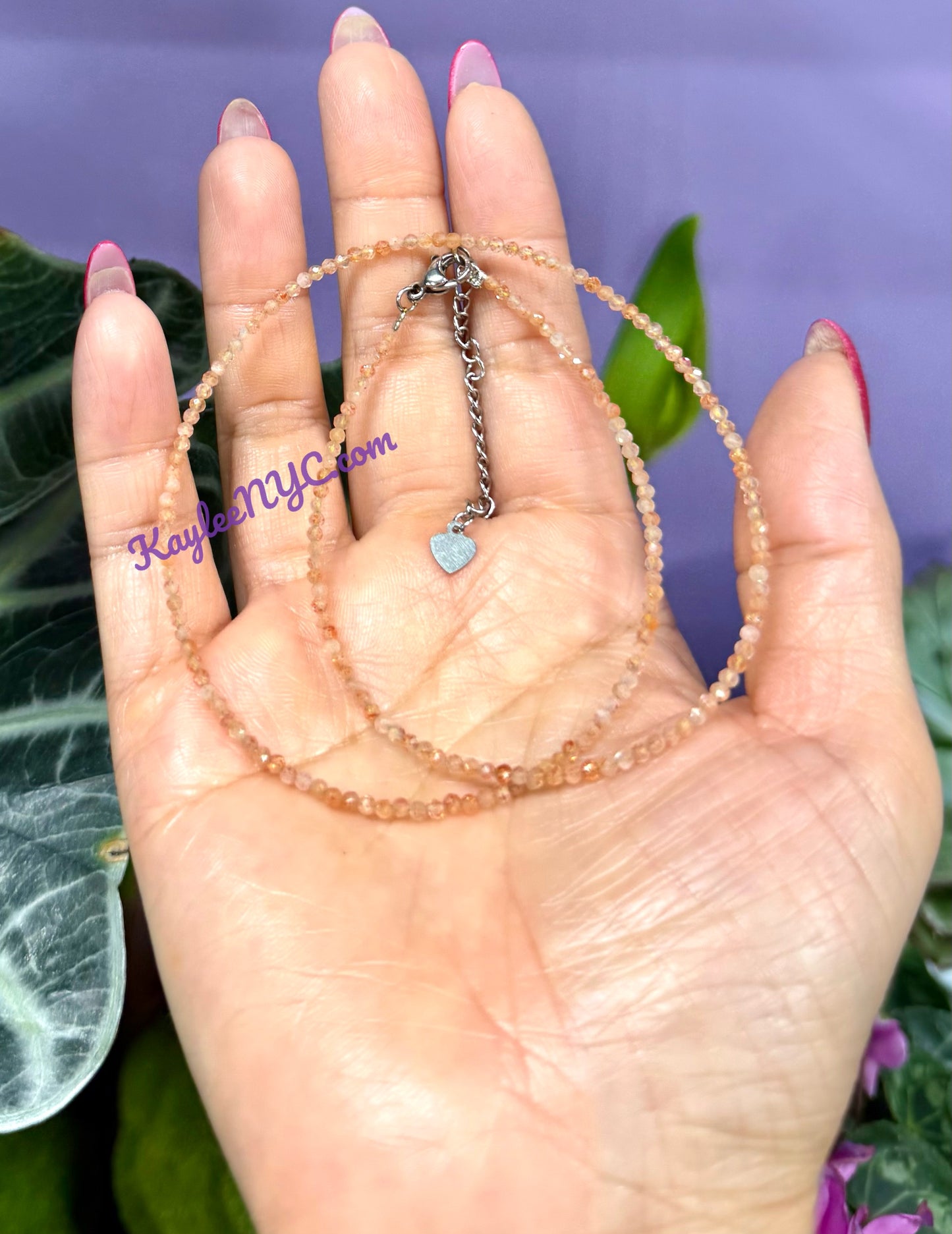 6 PCs 2mm Natural Sunstone Necklaces