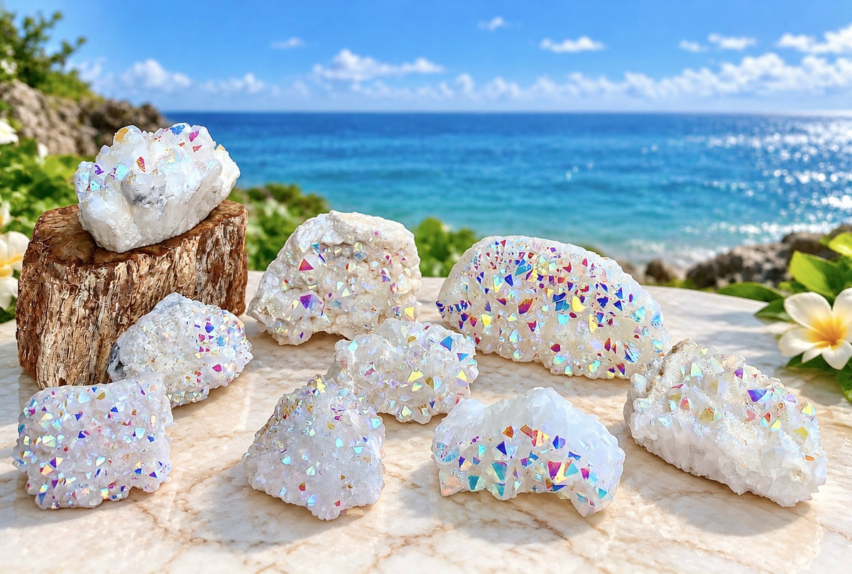 Wholesale Lot 2 Lbs Angel Aura Quartz Cluster Crystal Raw Nice Quality
