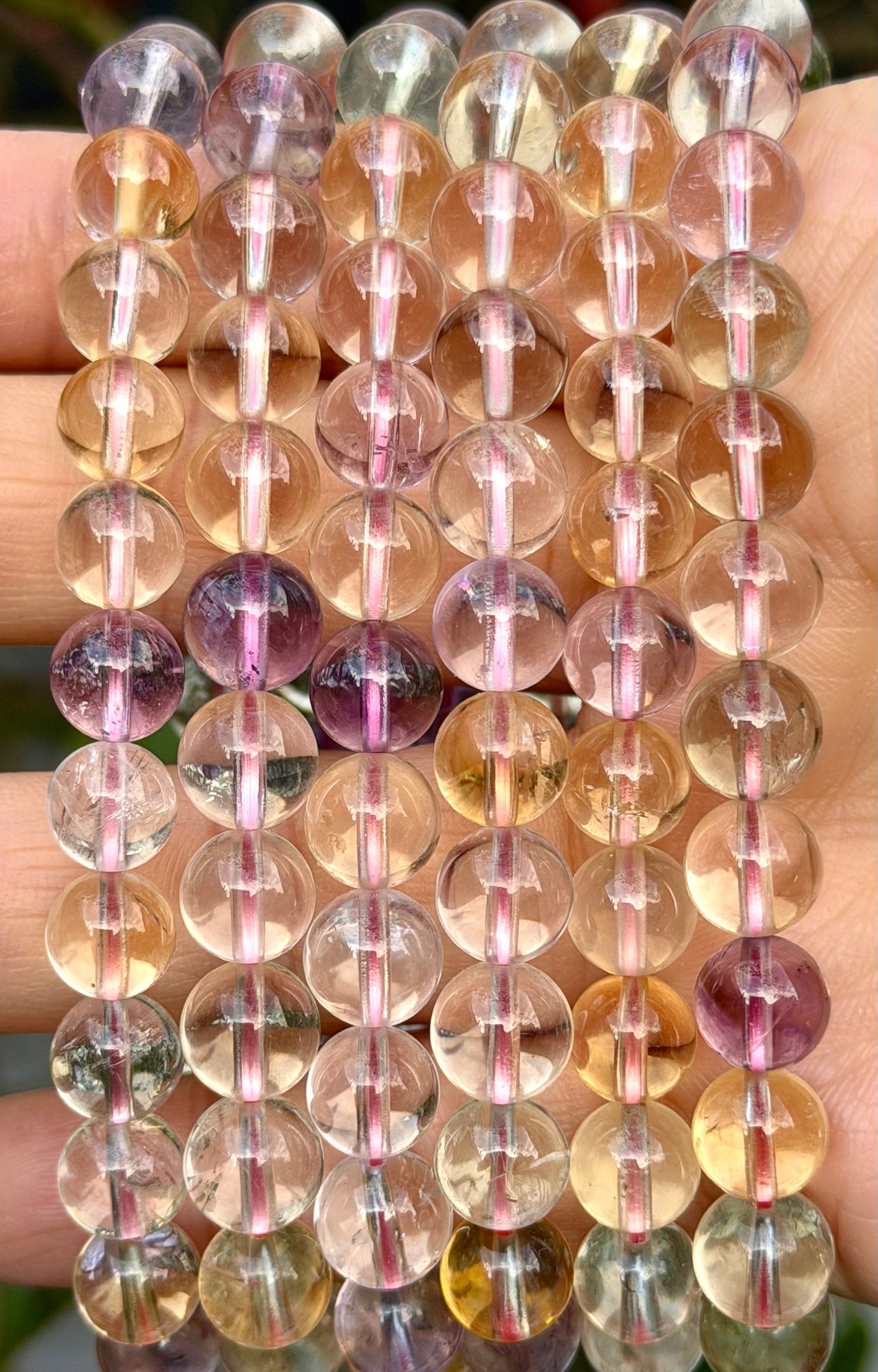 Wholesale 6 Pcs Natural Ametrine 8mm 7.5” Crystal Healing Stretch Bracelet