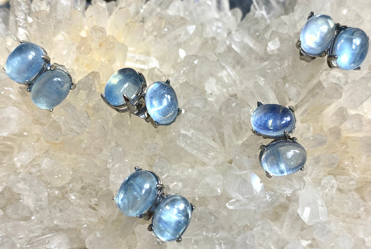 Wholesale Lot 5 Pairs Natural Aquamarine Sterling Silver(925) Earring Studs 6x8mm