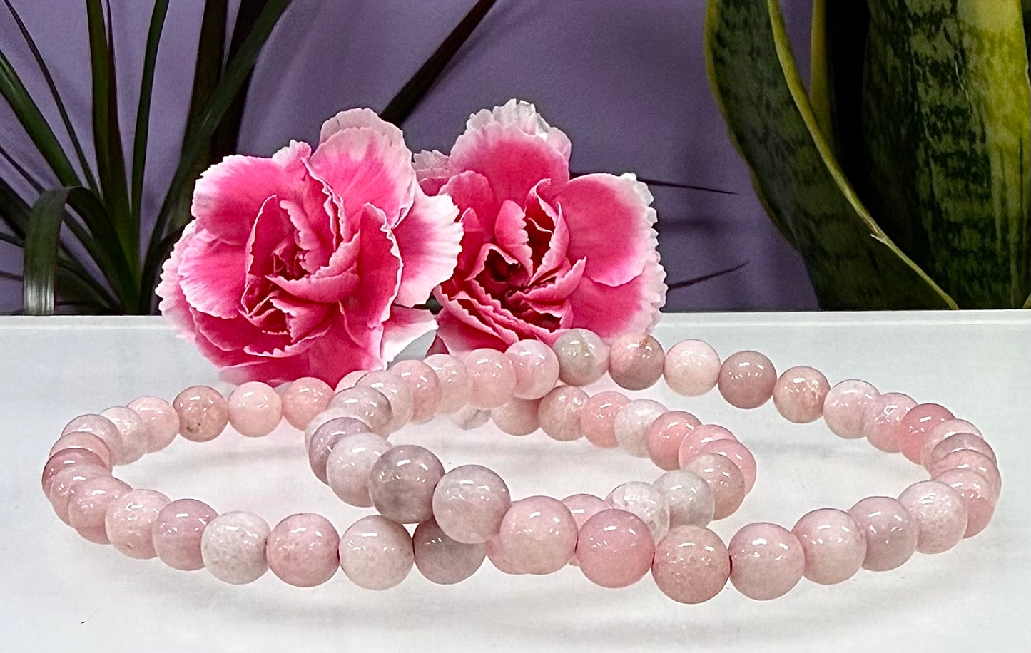 Wholesale 6 Pcs Natural Pink Opal  6mm 7.5” Crystal Healing Stretch Bracelet