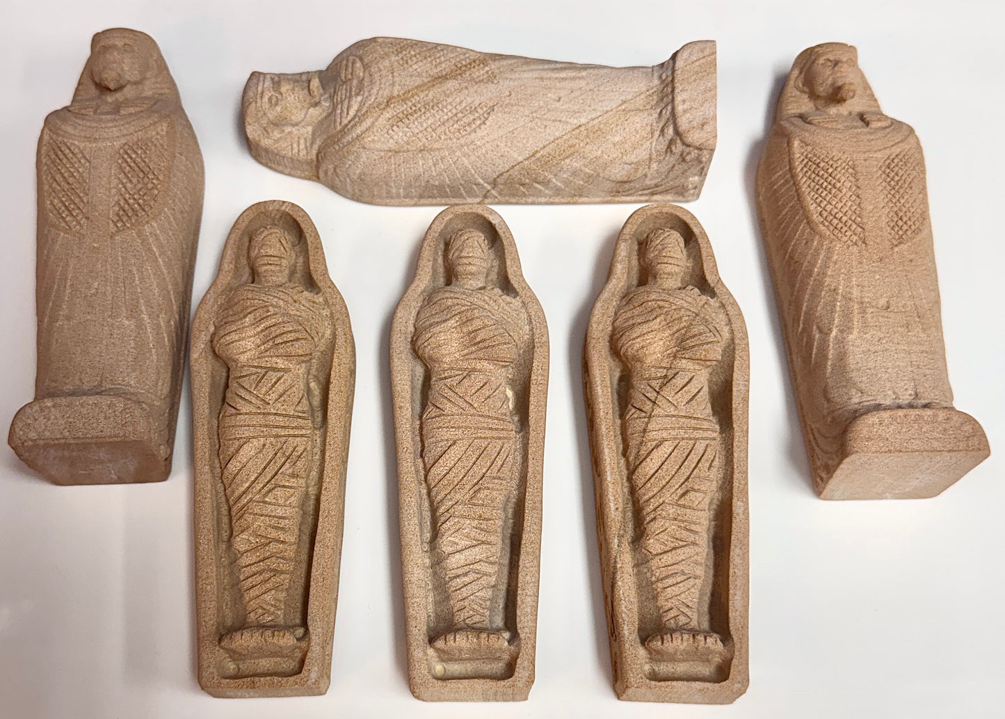 Wholesale Lot 3 Natural Matte Wood Grain Stone King Tut Mummy Healing Energy
