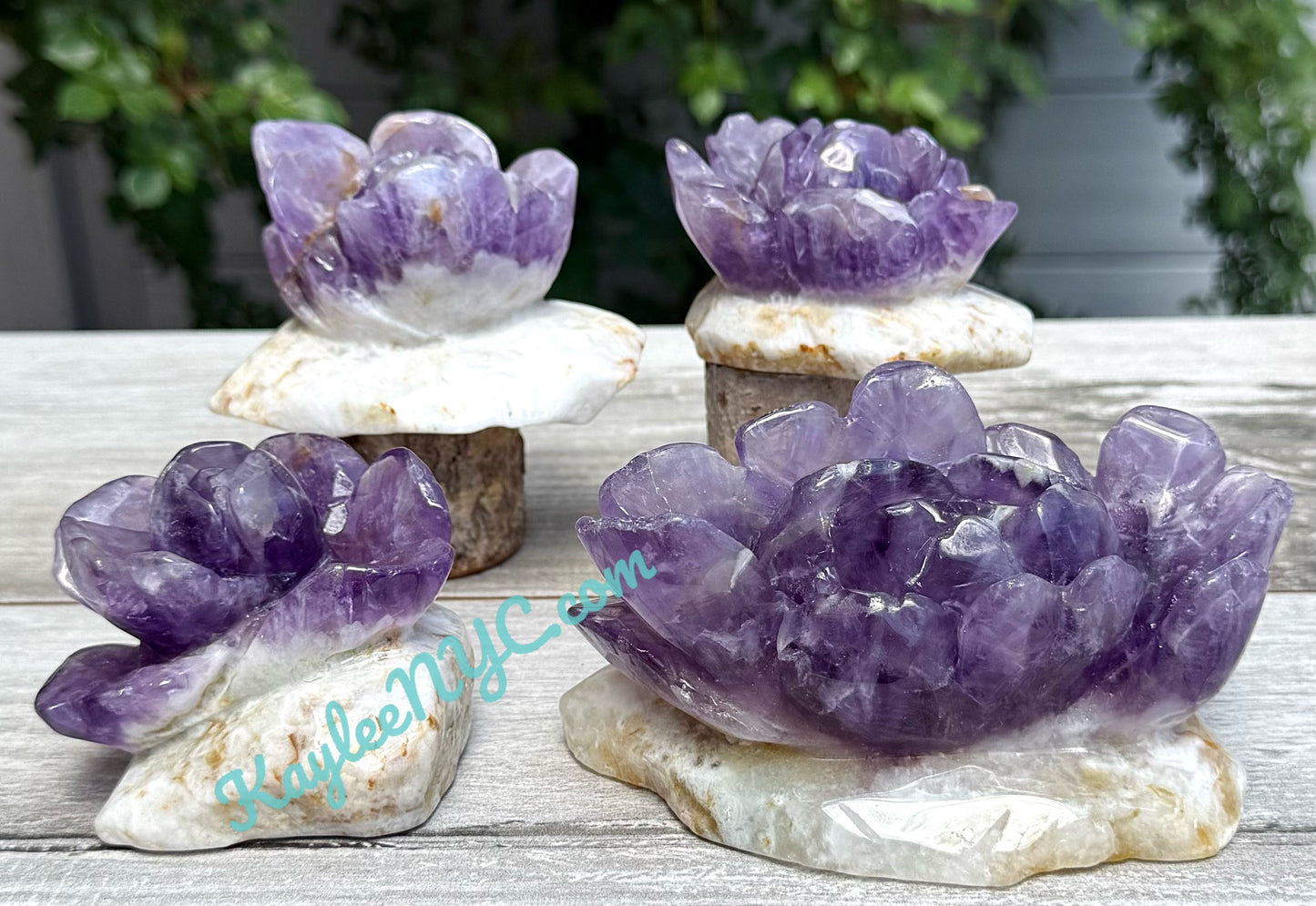 3-4 PCs Natural Amethyst Flowers Carving Crystals Healing Energy
