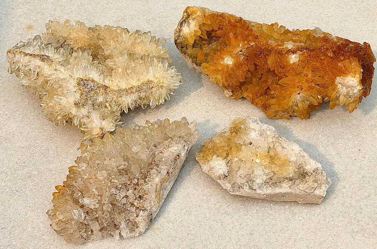 2 lbs Natural Yellow Chrysanthemum Quartz Cluster Crystal