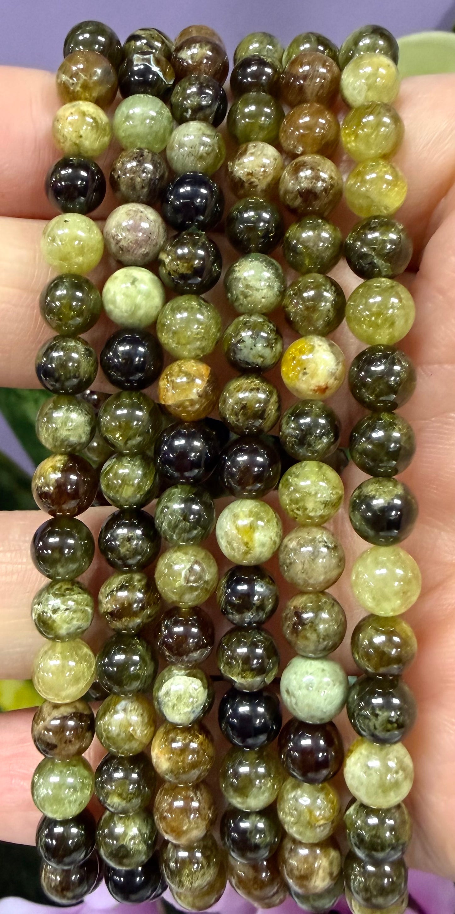 Wholesale 6 Pcs 6mm Green Garnet Stretch Bracelet Natural Crystal Healing Energy