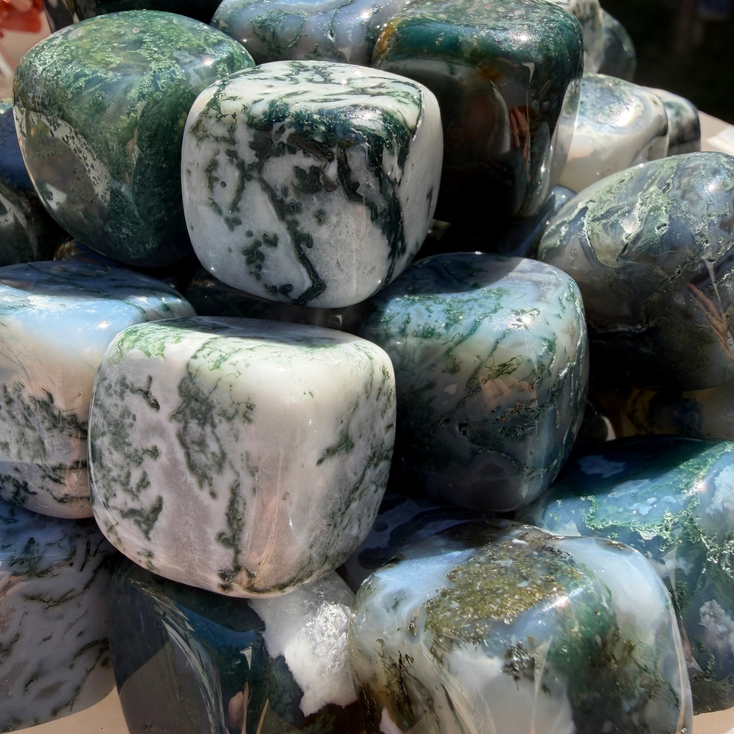 2 lbs Natural Moss Agate Cube Crystal Healing Energy
