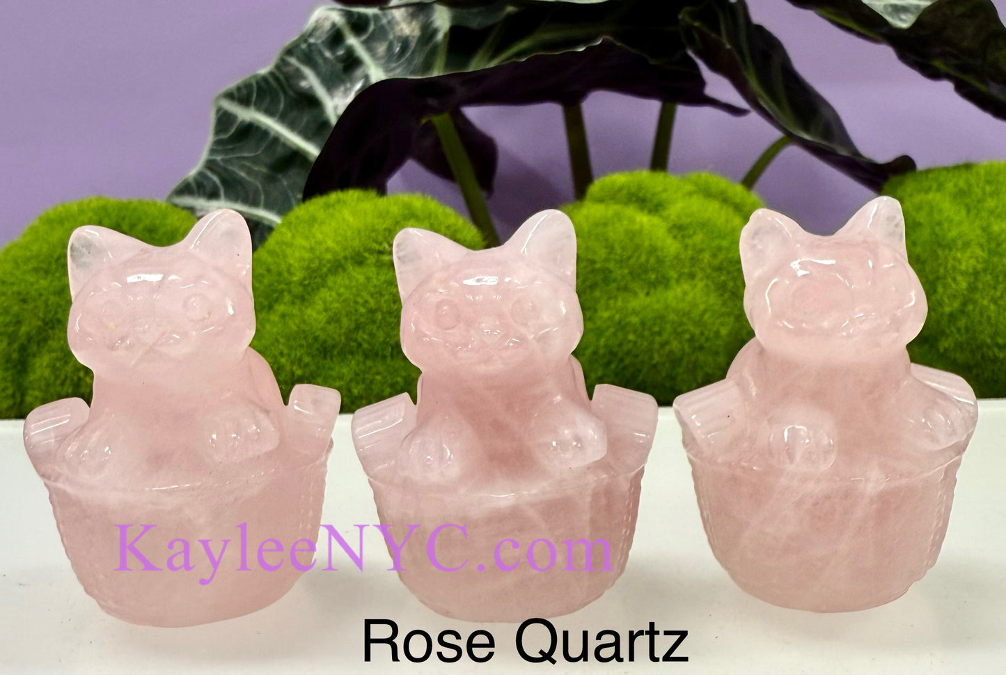 5 PCs 6cm Natural Crystals Cat in Basket Carving Healing Energy