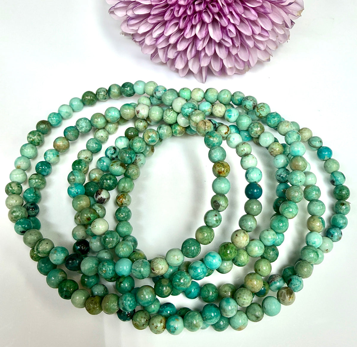 6 PCs 4mm Natural Turquoise Bracelet 7.5”