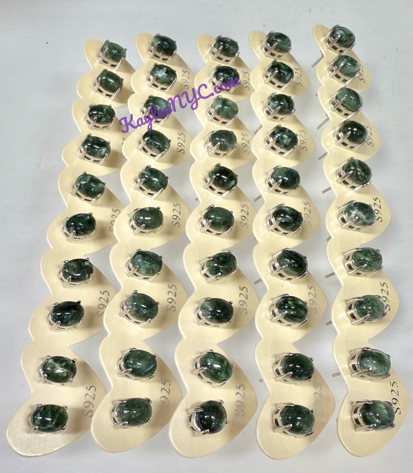 Wholesale Lot 5 Pairs Natural Seraphinite Sterling Silver(925) Earring Studs 6x8mm