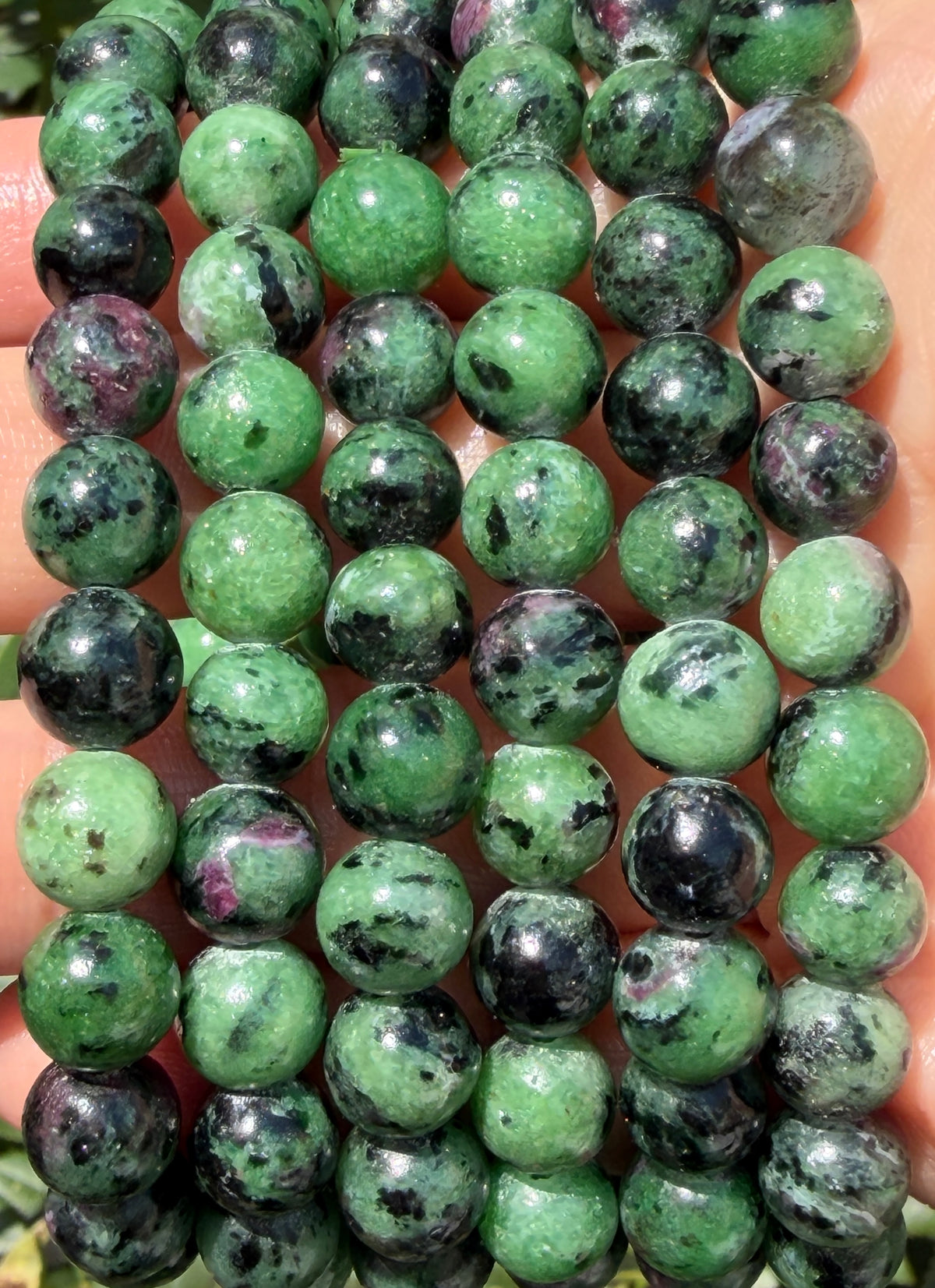 Wholesale 6 Pcs Natural Ruby Zoisite 8mm 7.5” Crystal Healing Stretch Bracelet