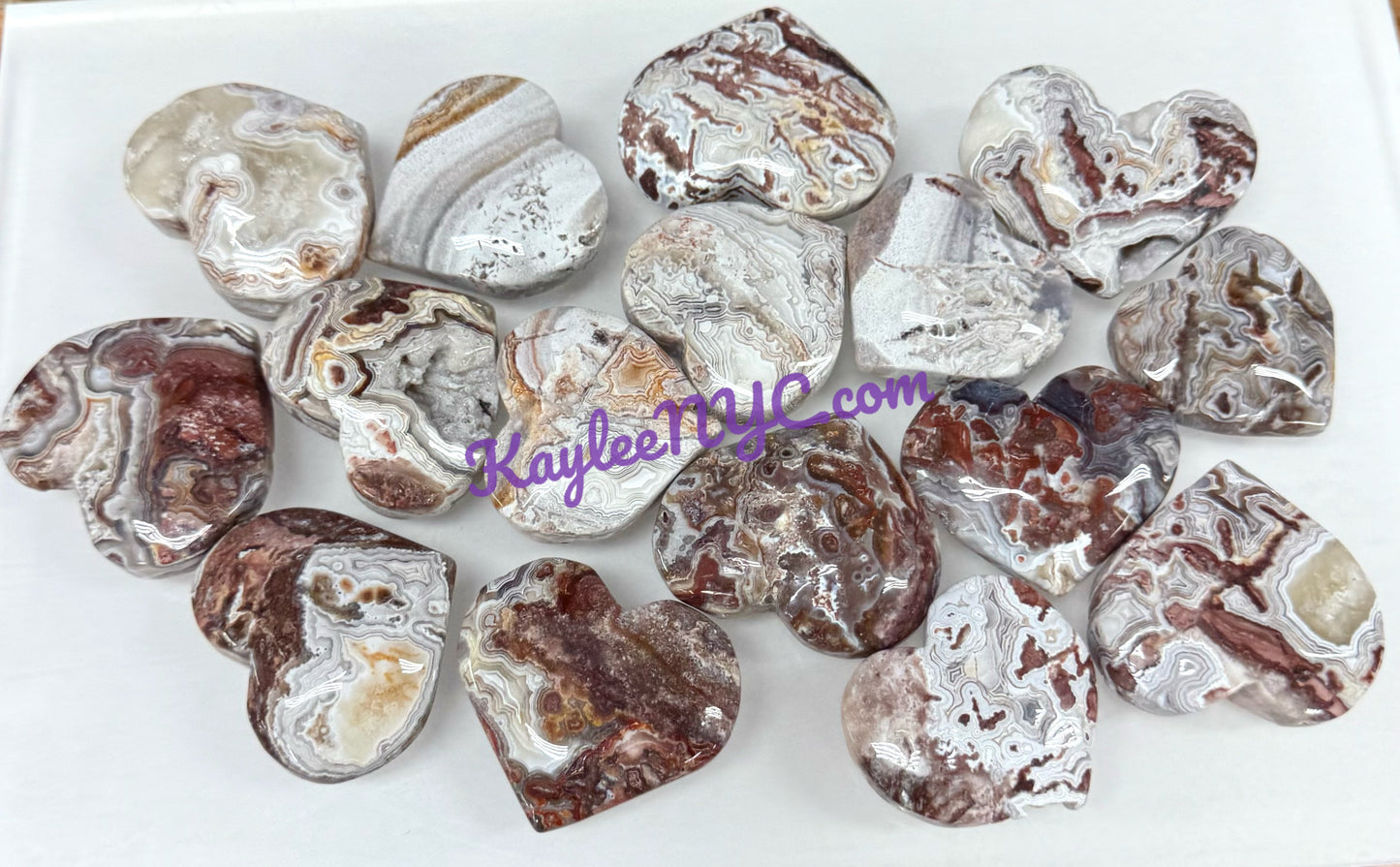 Wholesale 2 Lb Lot Natural Mexican Lace Agate Hearts Crystal Energy