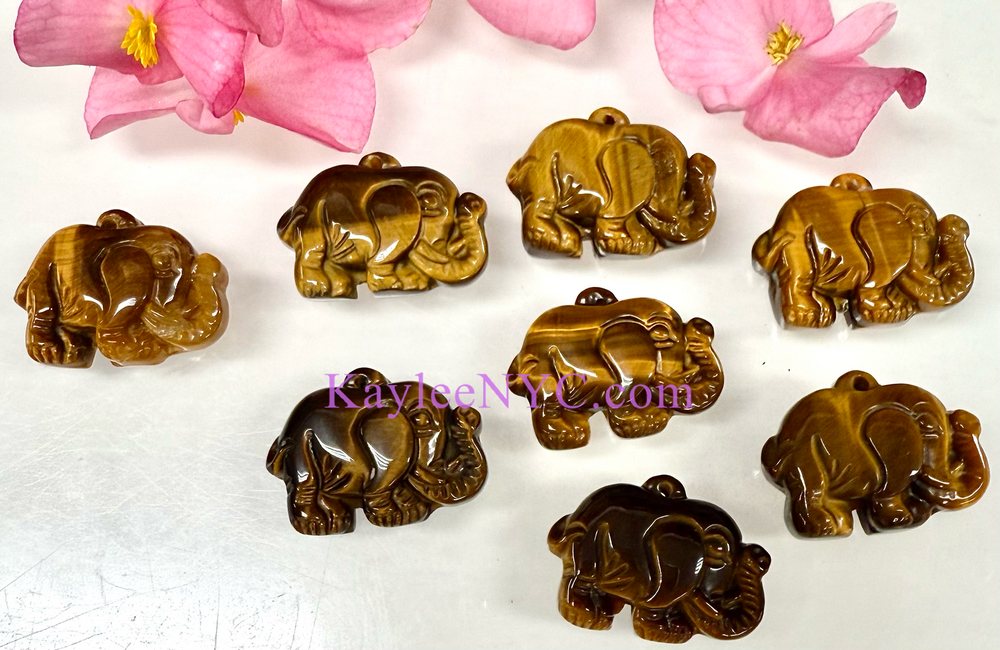 8 PCs Natural Tiger Eye Elephant Crystals Healing Energy 2.2mm