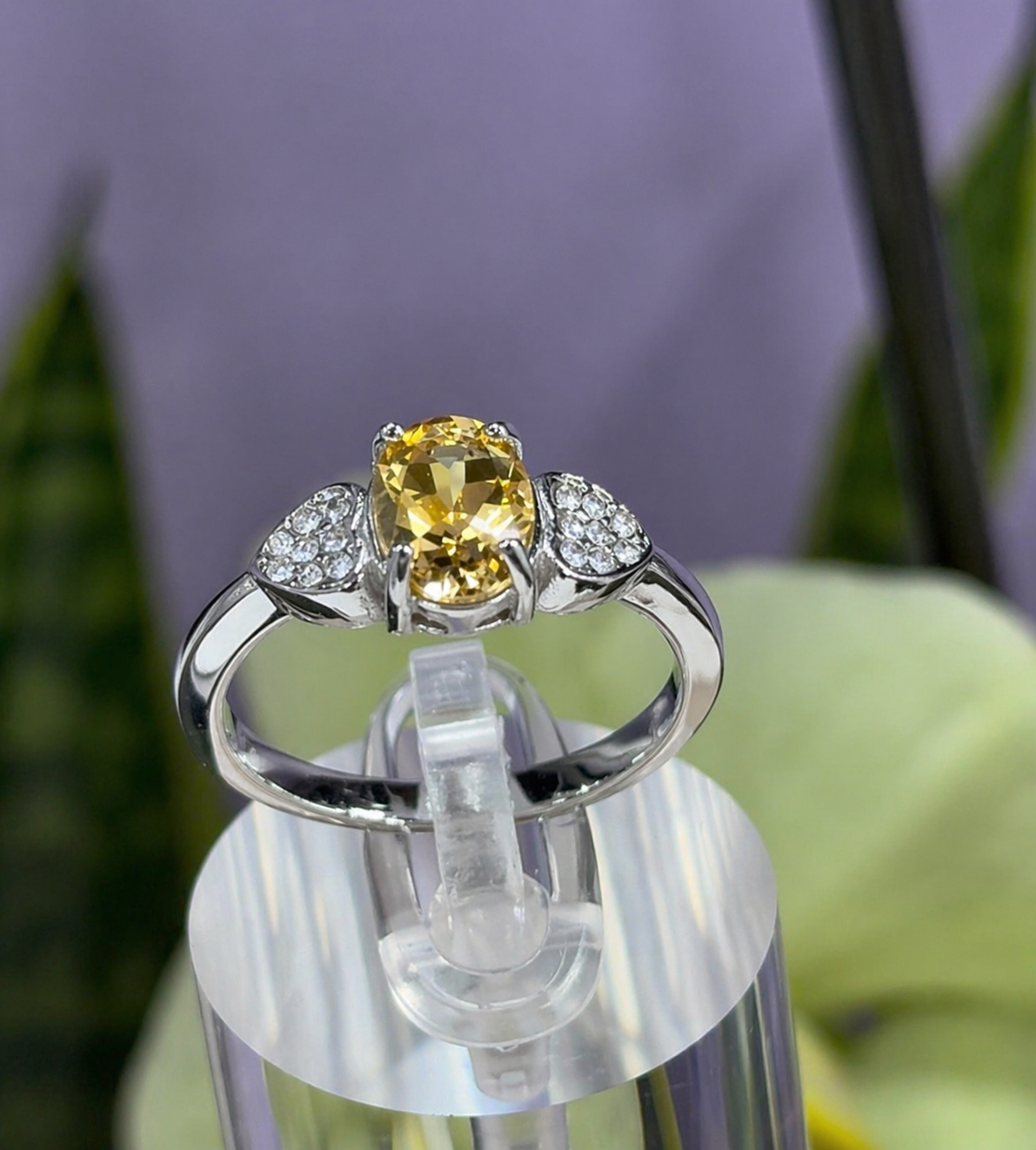 Wholesale Lot 7 pcs Faceted Citrine Stainless Steel Ring 6x8mm