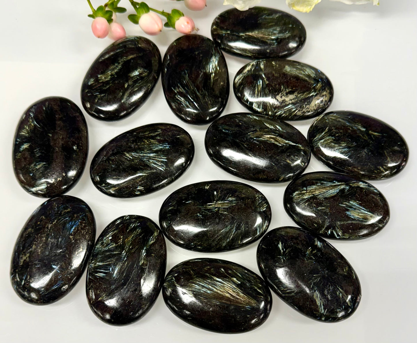 Wholesale 2 Lb Lot Natural Astrophyllite aka Arfvedsonite Palm Stones Crystal Energy