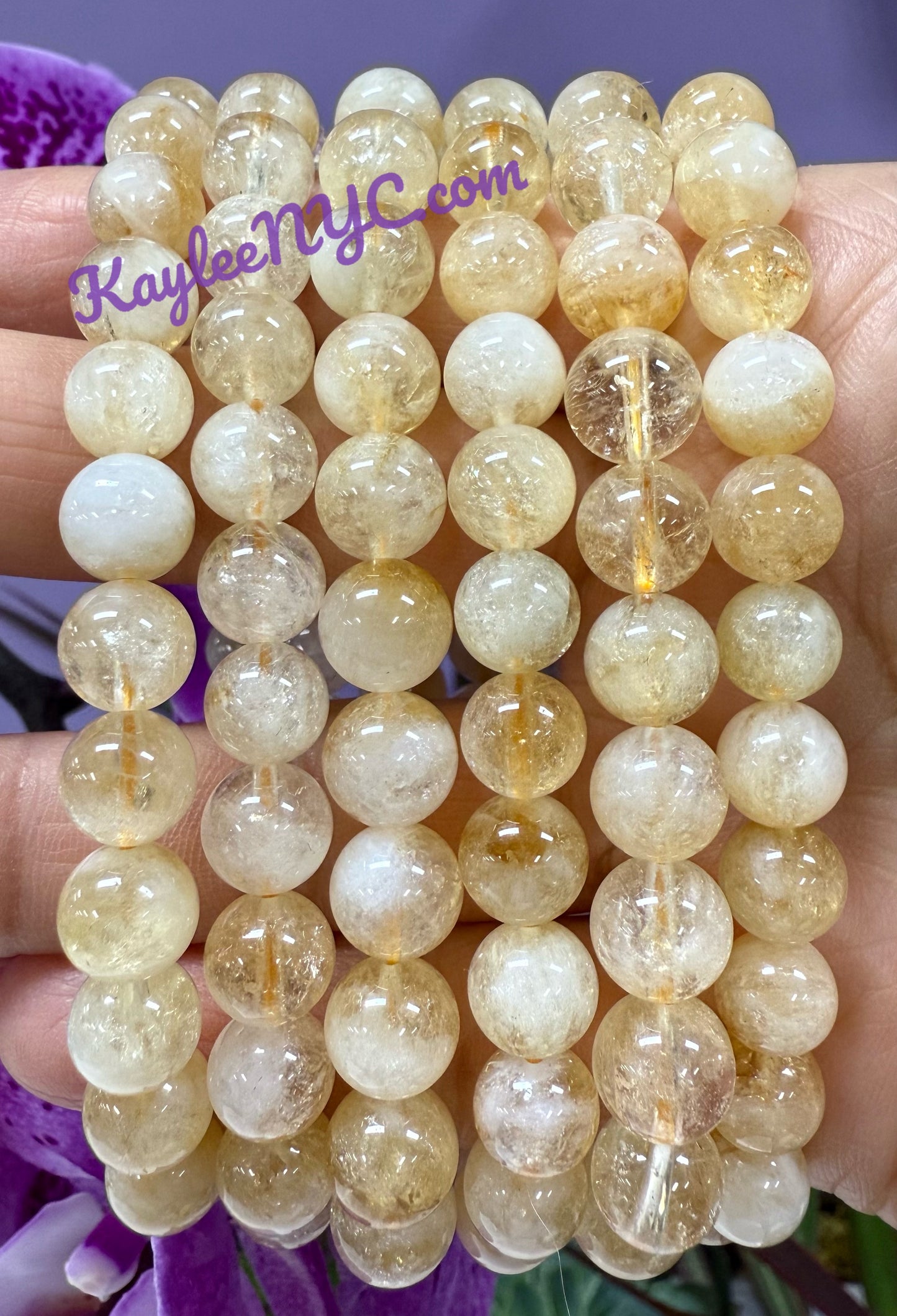 Wholesale 6 Pcs Citrine 8mm 7.5” Crystal Healing Stretch Bracelet