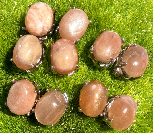 Wholesale Lot 5 Pairs Natural Moonstone Sunstone Sterling Silver(925) Earring Studs 5x7mm
