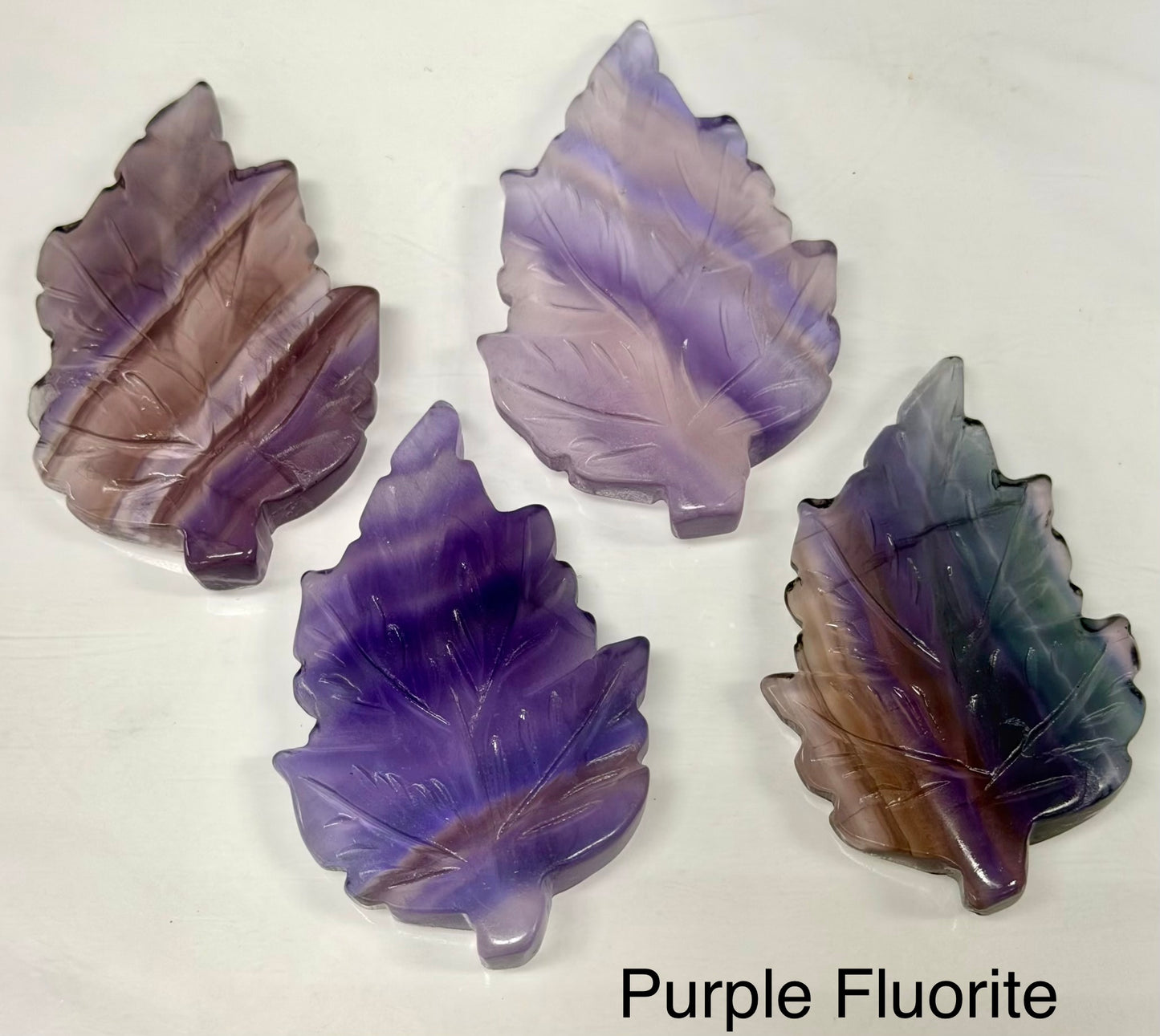 8 PCs Natural Purple Fluorite and Olive Jade Leaf