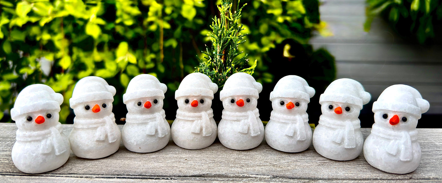 8 PCs 2” Natural Snow Quartz Snowman Crystal Healing Energy