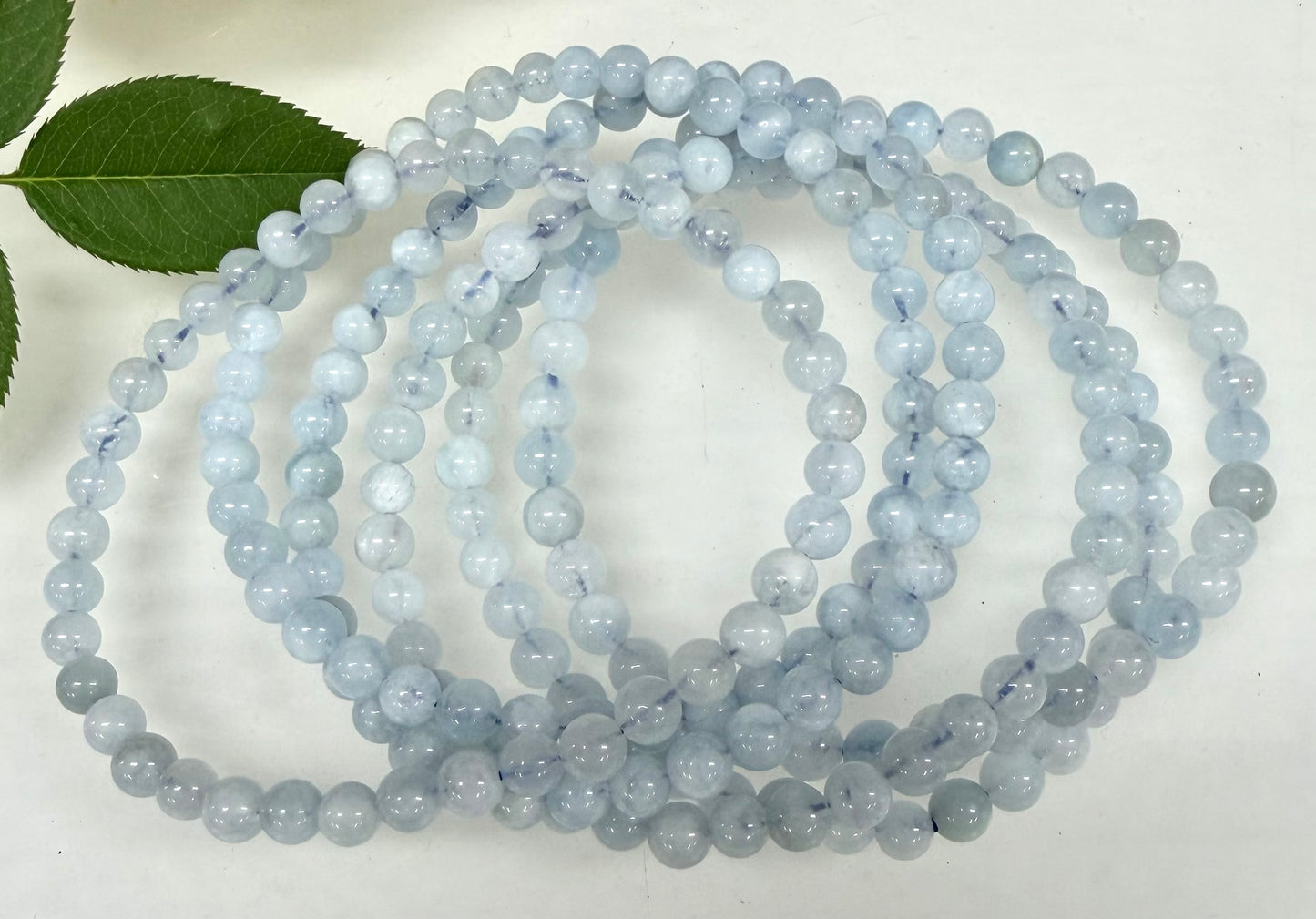 Wholesale Lot 6 Pcs Natural Aquamarine 5mm 7.5” Crystal Healing Stretch Bracelet