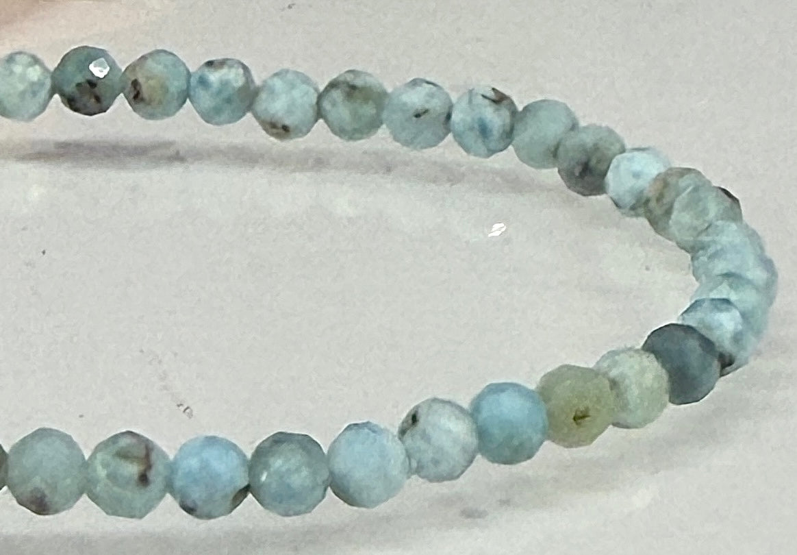 Wholesale Lot 6 Pcs Natural Larimar Faceted Stretch Bracelets – 4mm – 7.5”