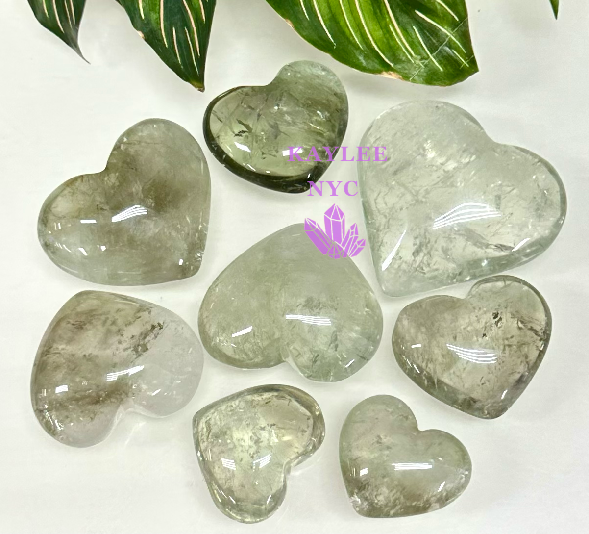 Wholesale Lot 1 lb Prasiolite Heart Heart Crystal Energy