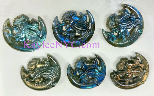 6 PCs Natural Labradorite Unicorn Moon Crystals Healing Energy