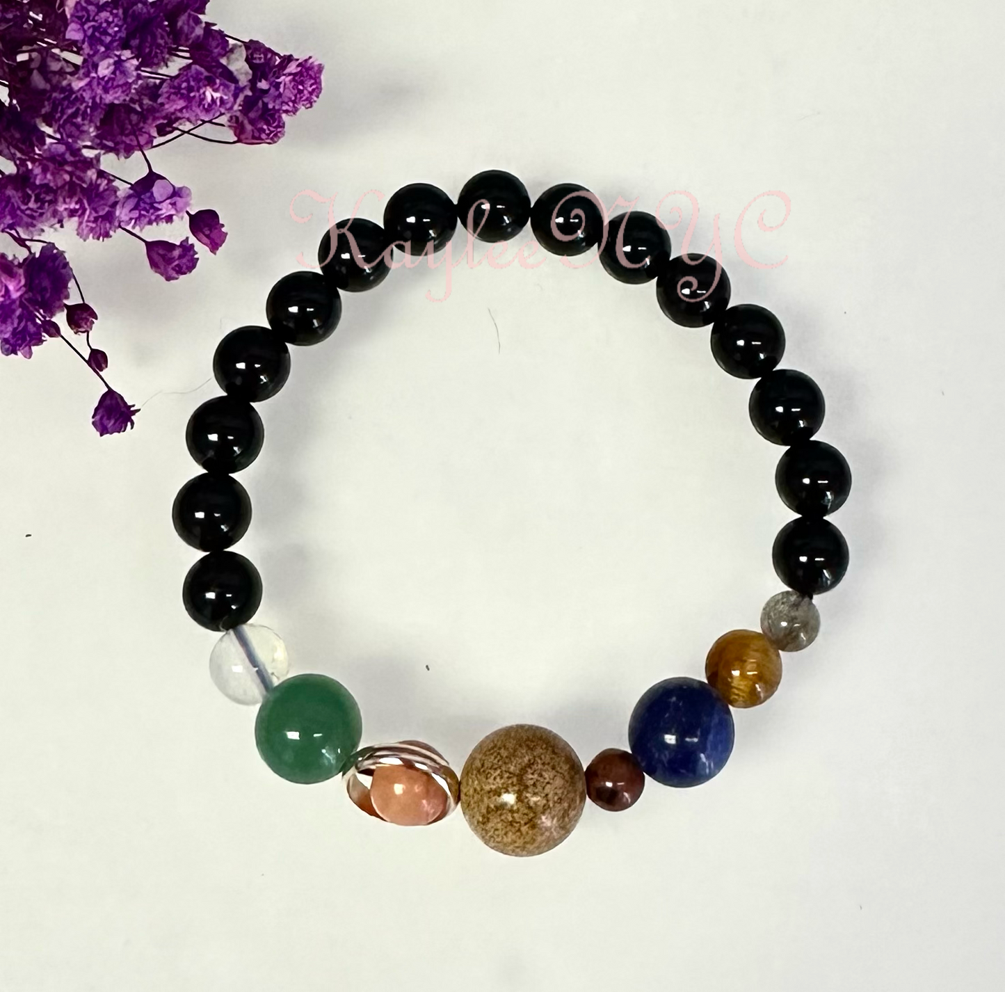 Wholesale 6 Pcs Solar System Crystal Healing Stretch Bracelet 7.5”