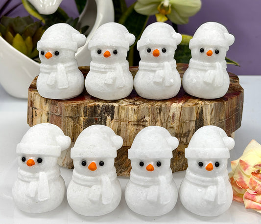 8 PCs 2” Natural Snow Quartz Snowman Crystal Healing Energy
