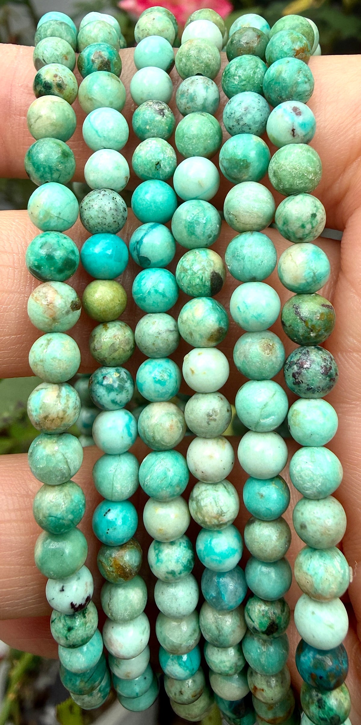 6 PCs 4mm Natural Turquoise Bracelet 7.5”