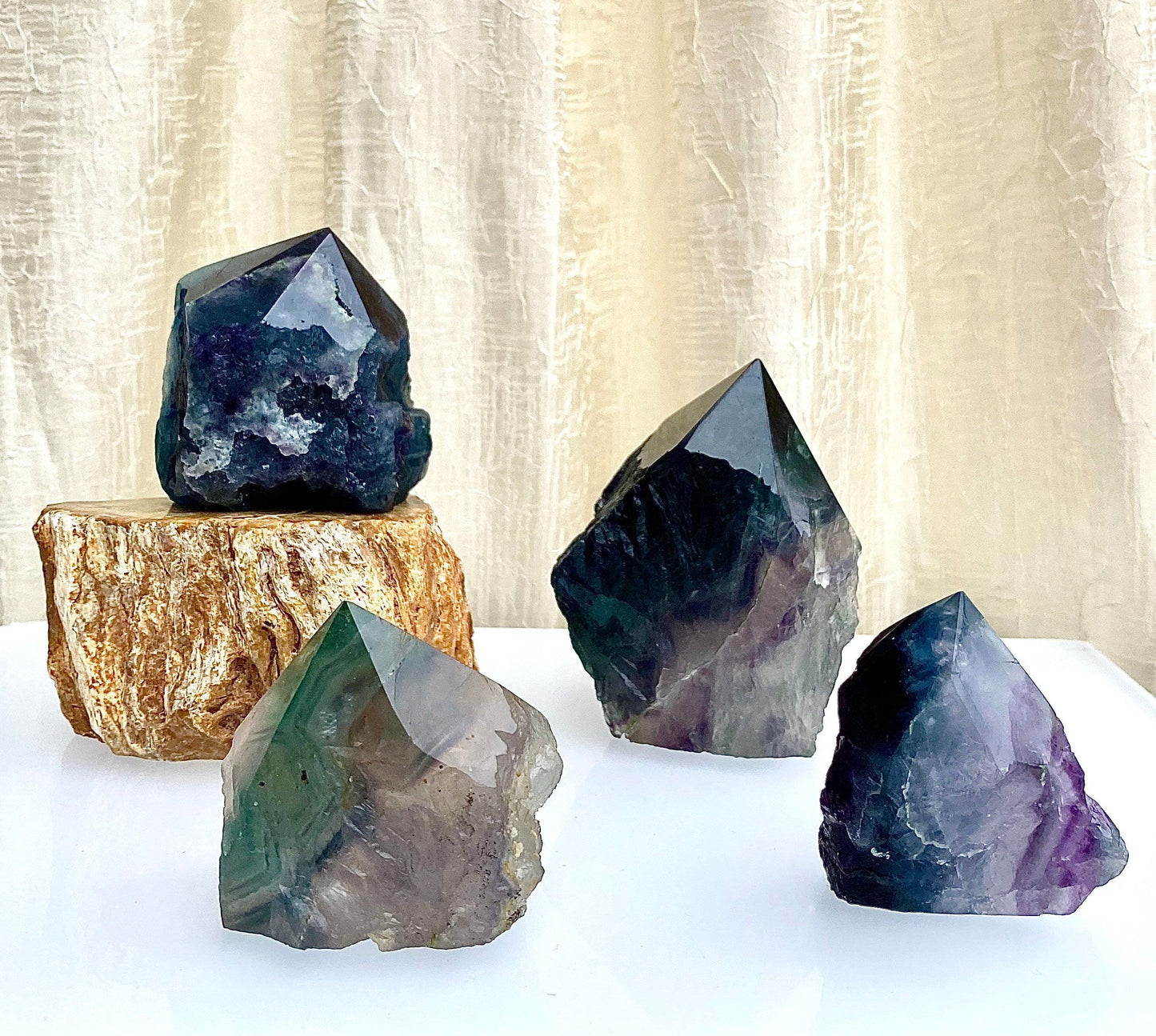 Wholesale Lot 2 Lbs Fluorite Semi Polished Points Crystal Natural Energy