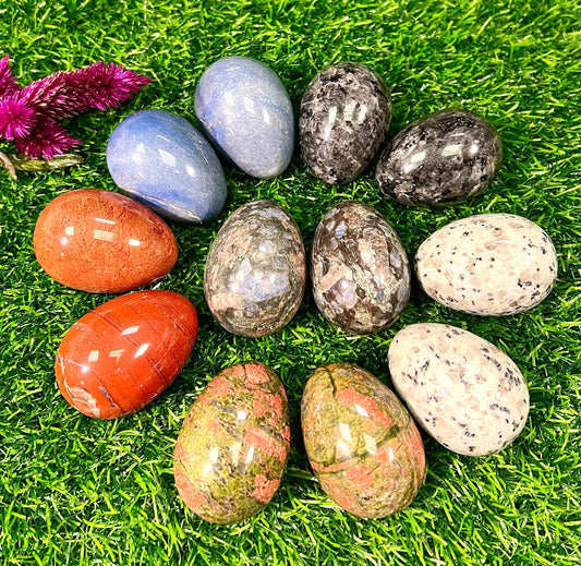 Wholesale Lot 12 Pcs 2” mix natural crystals Eggs Red Jasper Kiwi Jasper