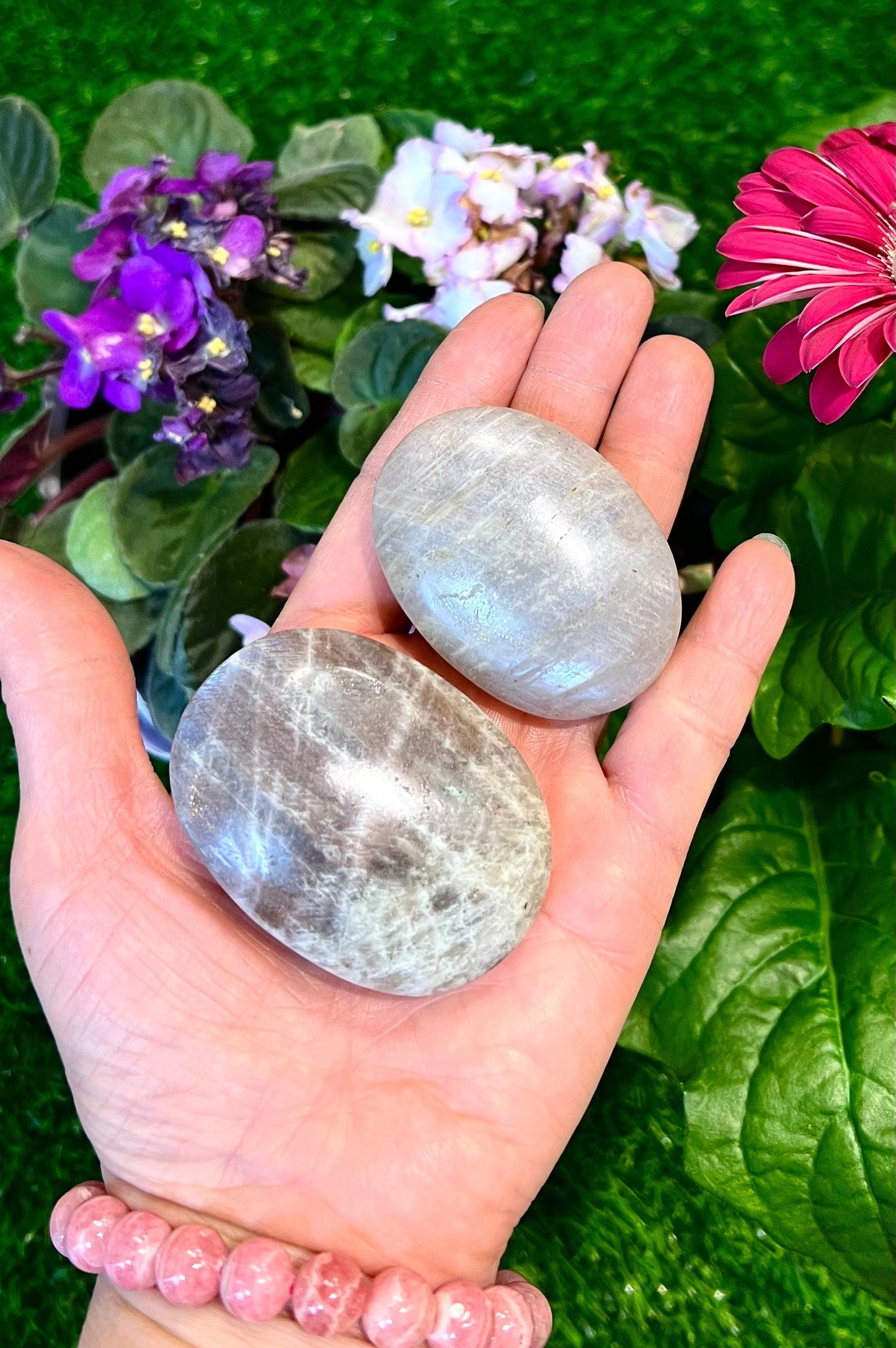 Wholesale Lot 2 Lbs Natural Moonstone Palm Stone Crystal Healing Energy