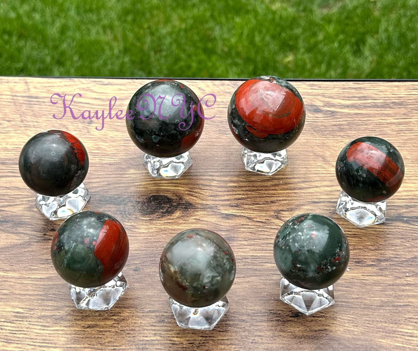 Wholesale Lot 7 Pcs Natural Bloodstone Sphere Crystal Balk Nice Quality