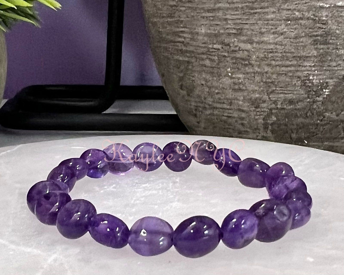 Wholesale 6 Pcs ~8mm 7.5” Natural Amethyst tumble Stretch Bracelet Crystal Healing Energy