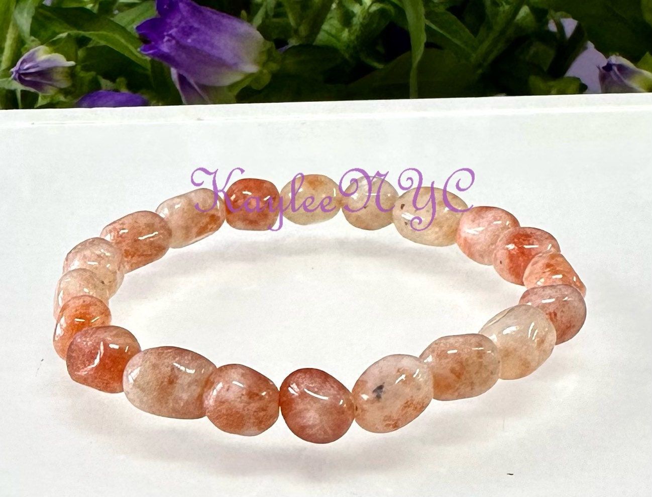 Wholesale 6 Pcs ~8mm 7.5” Natural Sunstone tumble Stretch Bracelet Crystal Healing Energy