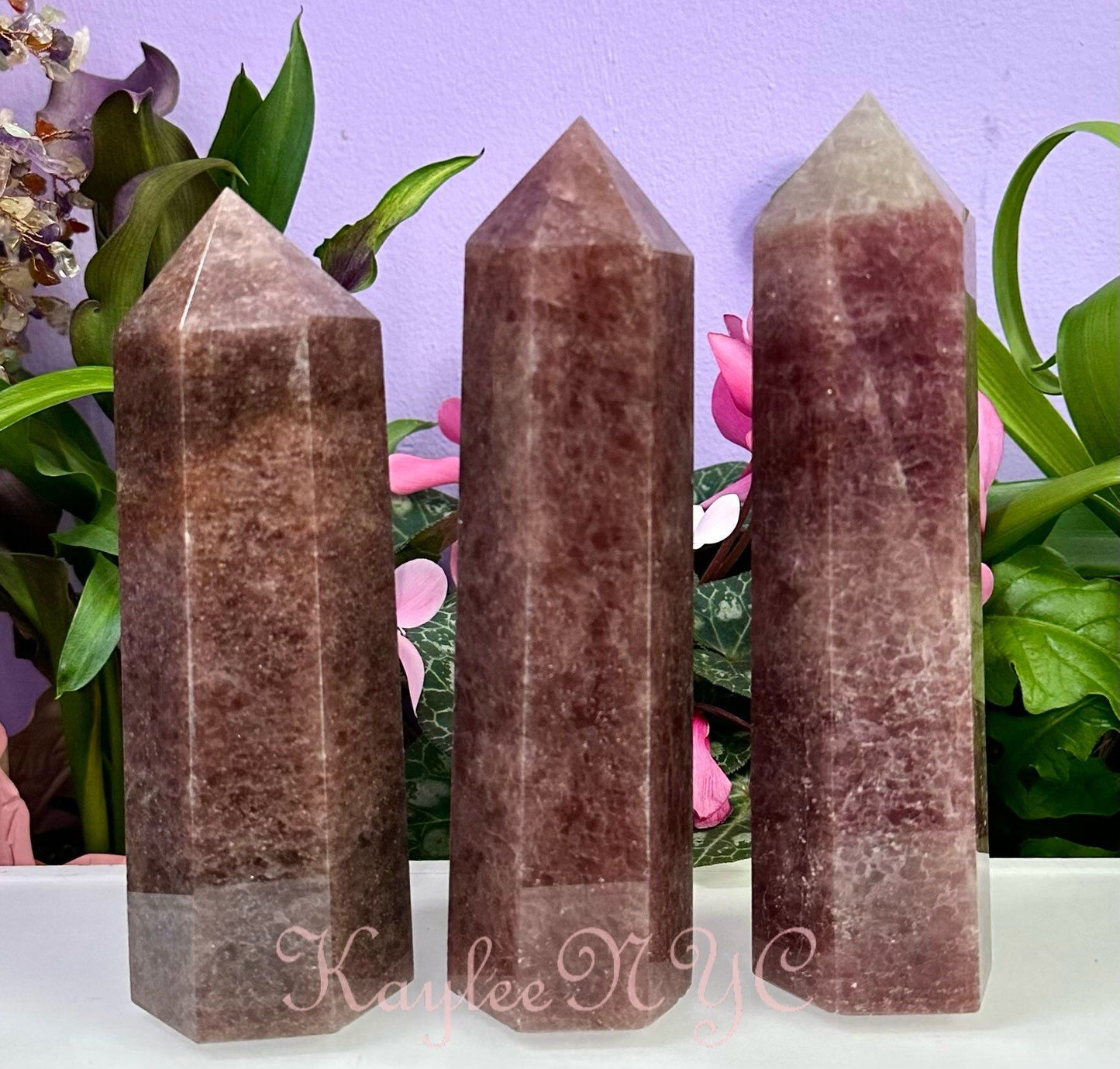 Wholesale Lot 3 pcs large Natural Strawberry Quartz Obelisk Tower Point Crystal Healing