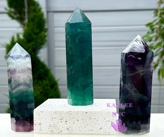 Wholesale Lot 2-3 PCs Natural Fluorite Obelisk Point Crystal Energy Tower