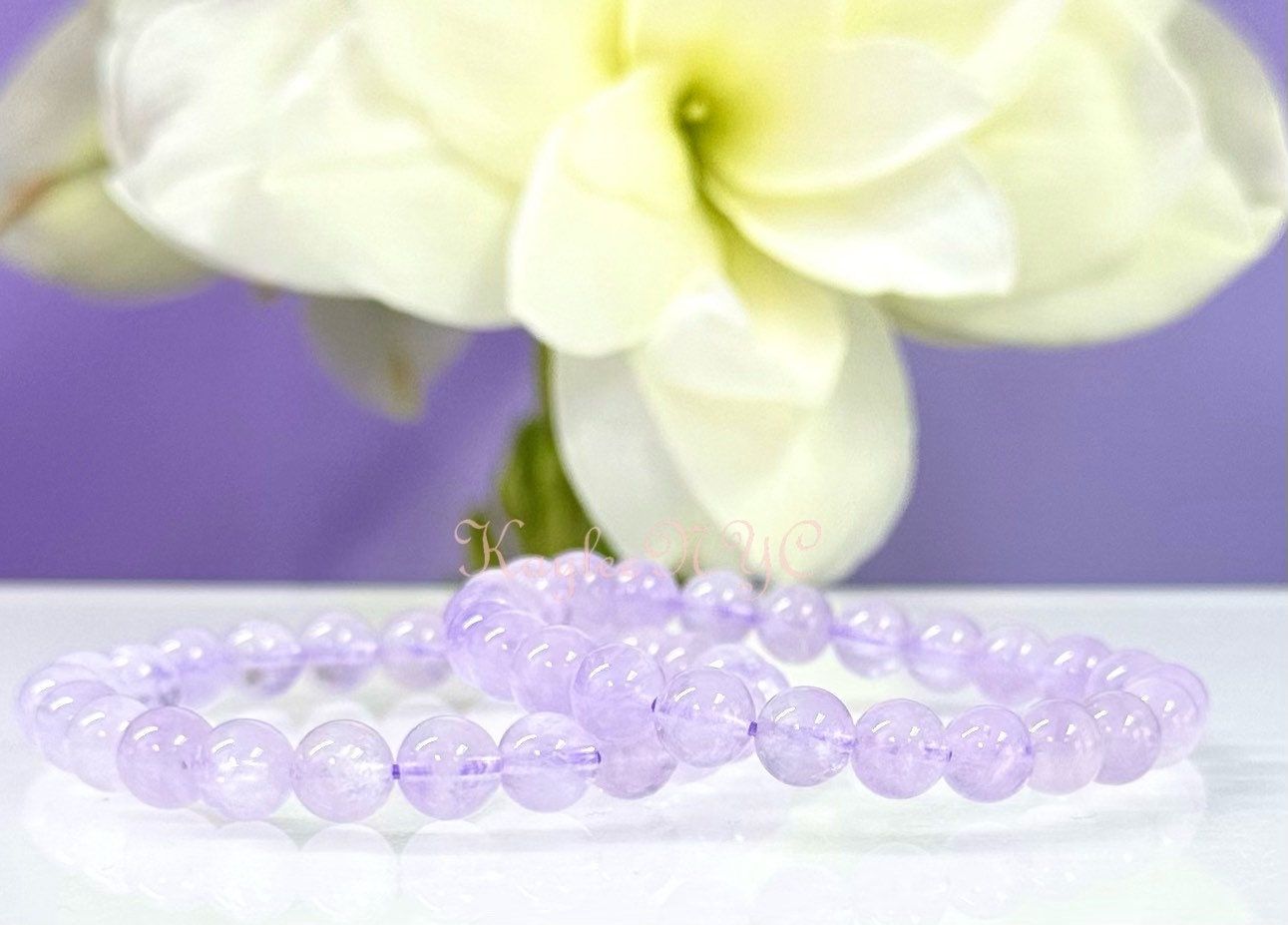 Wholesale 6 Pcs Natural Lavender Amethyst 8mm 7.5” Crystal Healing Stretch Bracelet