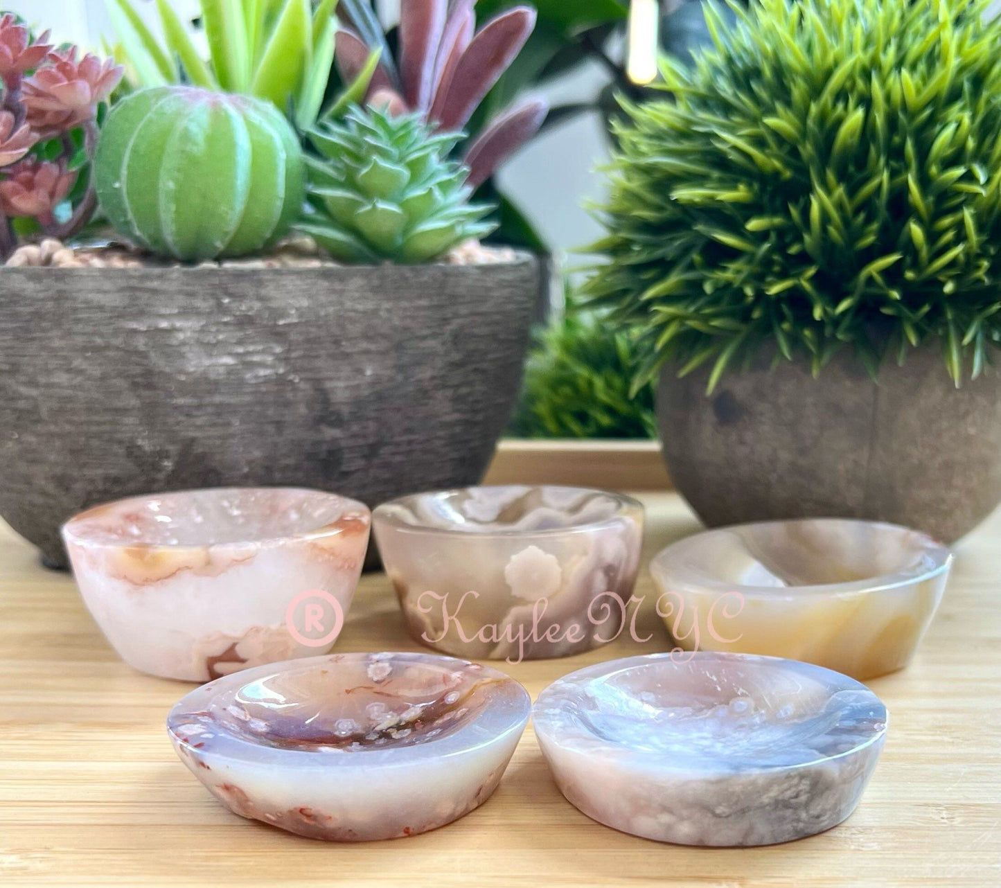 Wholesale Lot 5-8 pcs Natural Flower Agate Bowls Crystal Healing Energy 0.9 to 1 lb