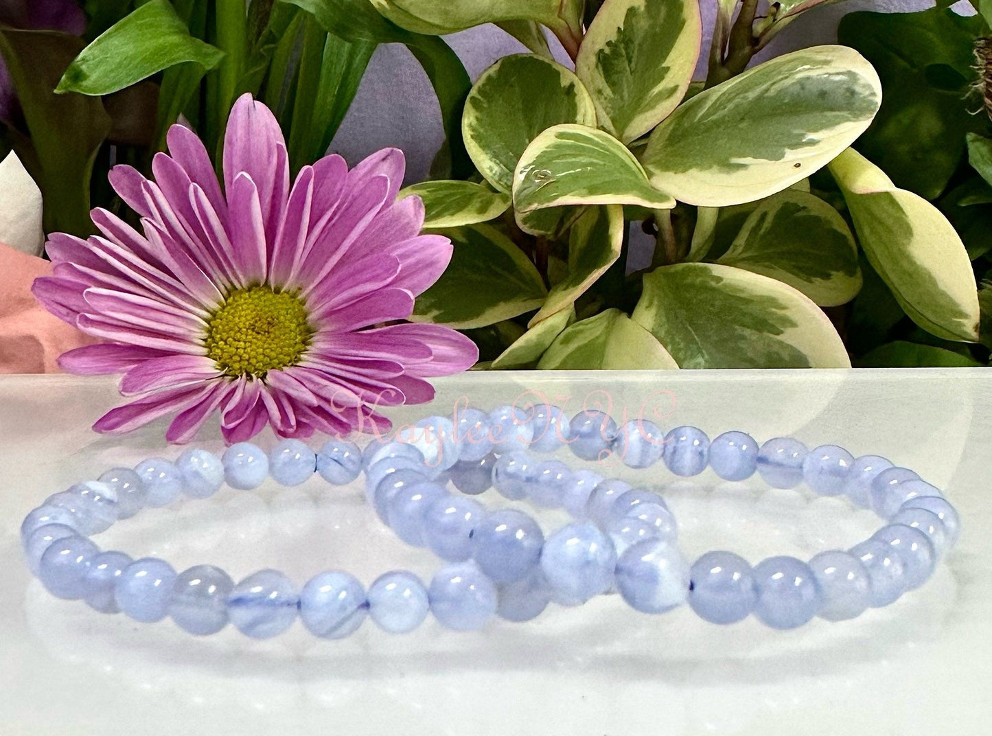 Wholesale 6 Pcs Natural Blue Lace Agate 6mm 7.5” Crystal Healing Stretch Bracelet