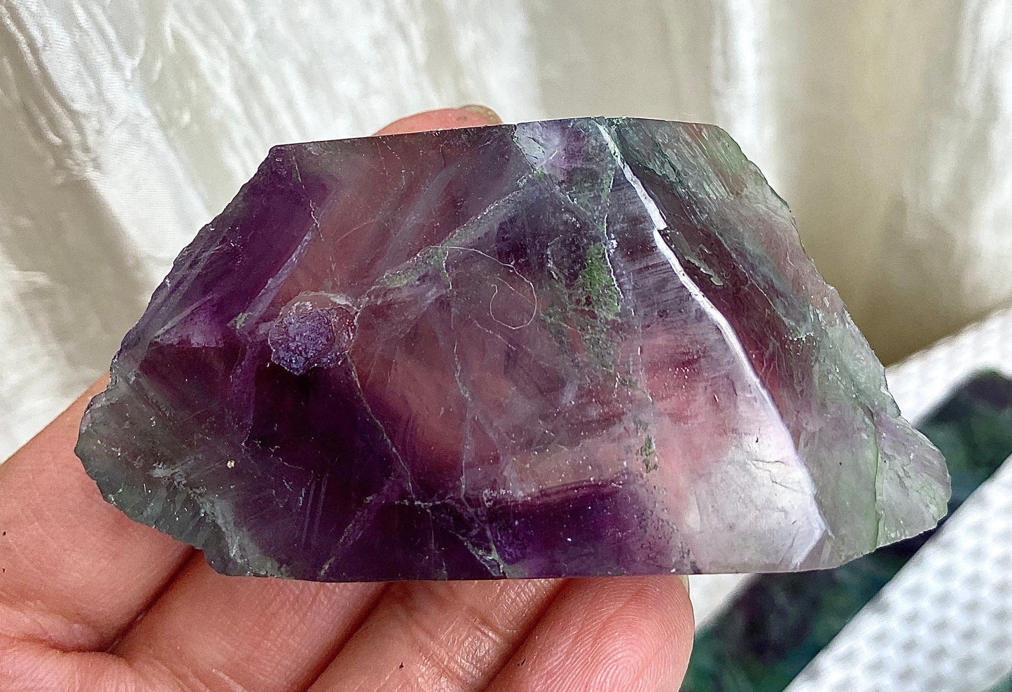 Wholesale Lot 2 Lbs Fluorite Half Polished Slab Crystal Raw Nice Quality Natural